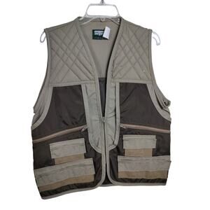 M781)Vintage SafTbak Men Brown Hunting Vest Gamebird Duck Multiple Pockets M